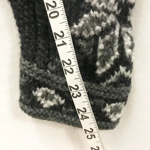 NOMADIC TRADERS Womens M Black Wool Fair Isle Zip Cardigan Sweater By Hand - Picture 7 of 11